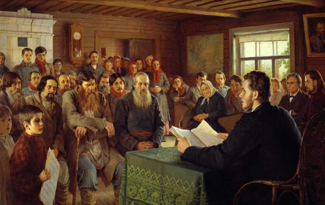   Воскресное чтение в сельской школе. 1895
