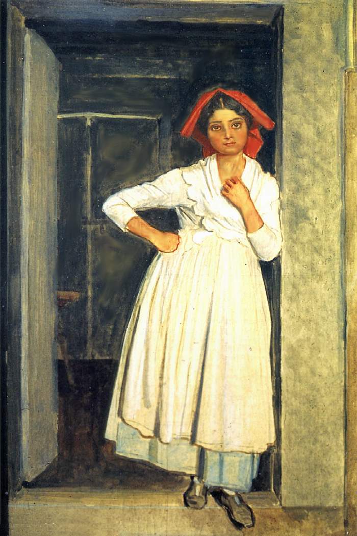 Девушка из Албано,стоящая в дверях.
