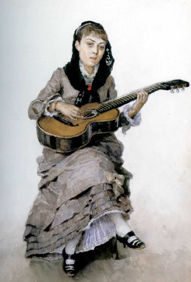 С гитарой (Портрет С.А.Кропоткиной). 1882